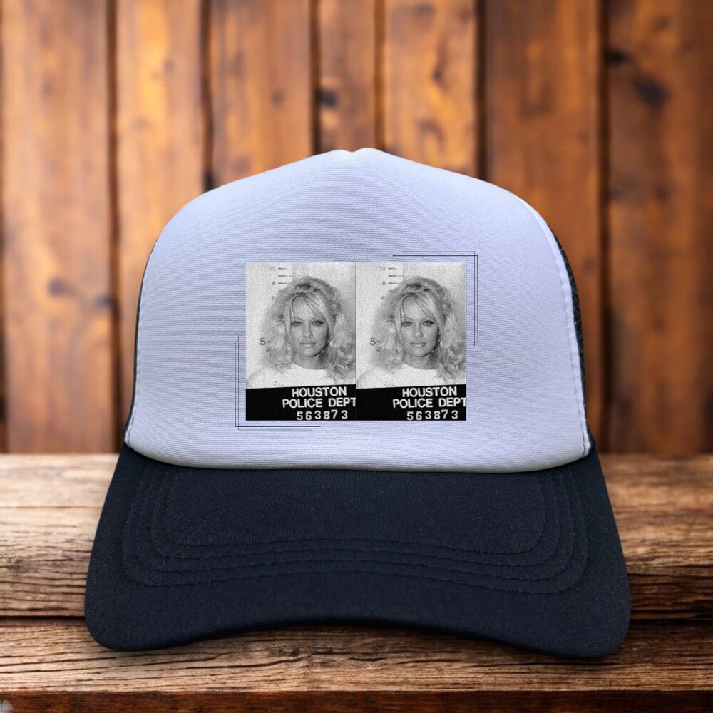Pamela Anderson Mugshot Unisex Trucker Hat Black Snapback Throwback Baseball Cap